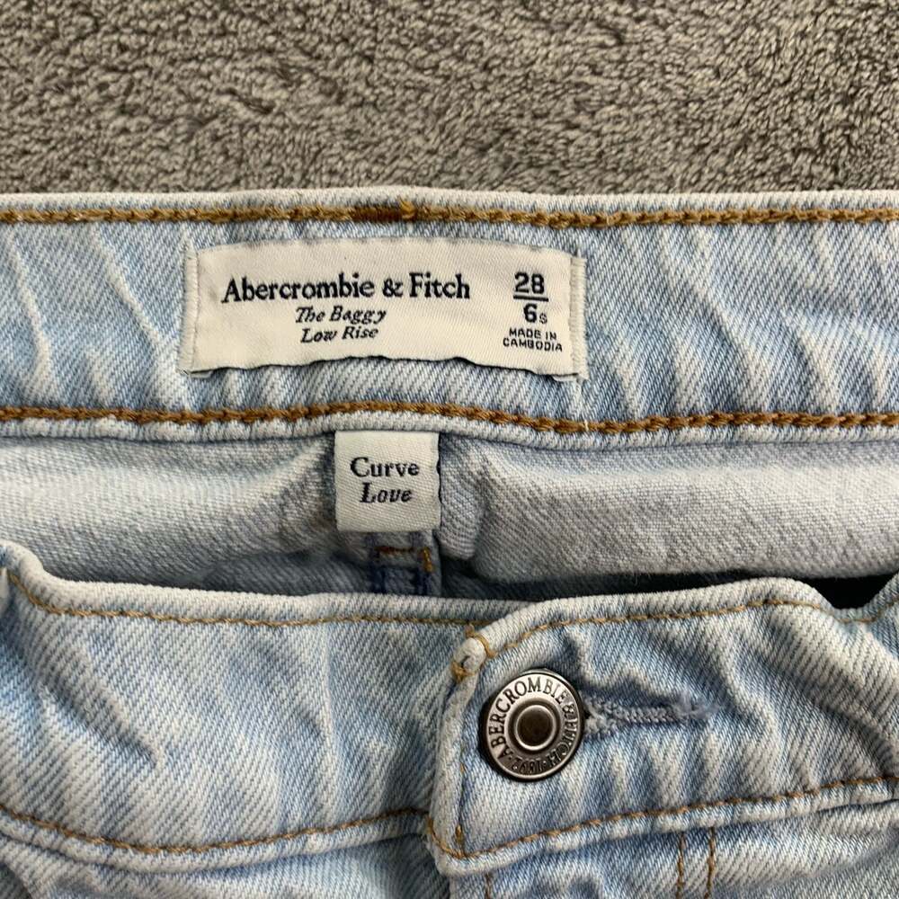 Abercrombie & Fitch The Baggy Low Rise Jeans Women 28 6S Blue Curve Love Denim - Picture 8 of 11